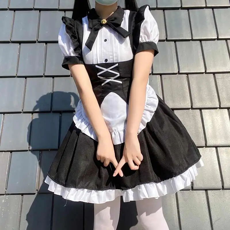 New black and white lolita fresh and sweet gothic maid costume Halloween holiday costume lolita women's clothing big shot dress