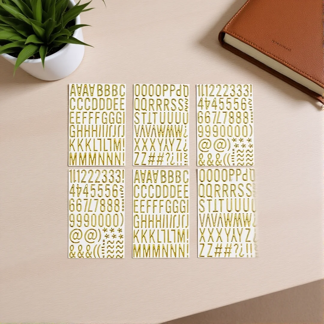 Alphabet Number Stickers Ultra-Thin 3d Puffy Stickers Gold Foam Stickers Hot Stamping Hot Stamping Decals For Greeting Card Home