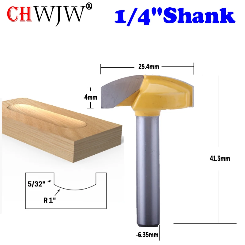 

CHWJW 1 шт., хвостовик 1/4 дюйма, радиус 1 дюйм, горизонтальная коронка, фреза, дверной нож, деревообрабатывающий резак