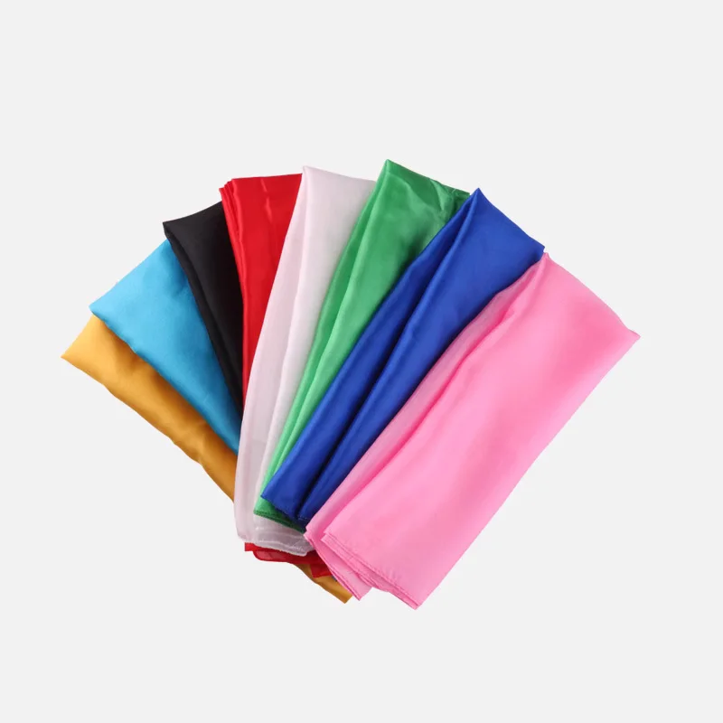 أوشحة حريرية 20*20 أوشحة مربعة حريرية صغيرة دعائم سحرية يمكن استخدامها في إعدادات المسرح عن قرب مظهر خدع سحرية