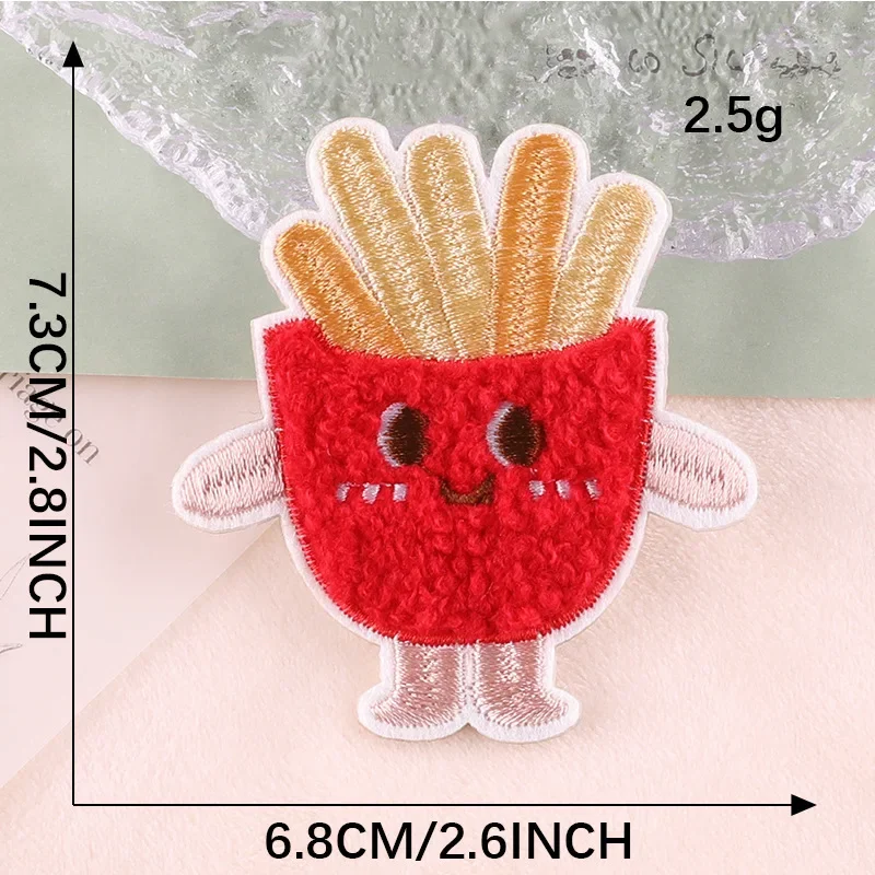 Towel embroidered French fries cookie Clothes Patch Clothing accessories Self-adhesive DIY pizza embroidery cloth patch