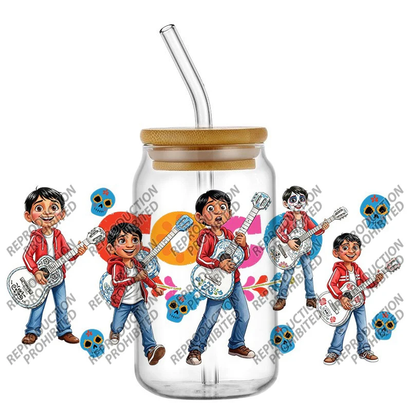 New Mexico COCO Cartoon Movie 3D Decal UV DTF Cup Wraps for 16oz Waterproof UV DTF Transfer Sticker Glasses Mug DIY Wrap Sticker