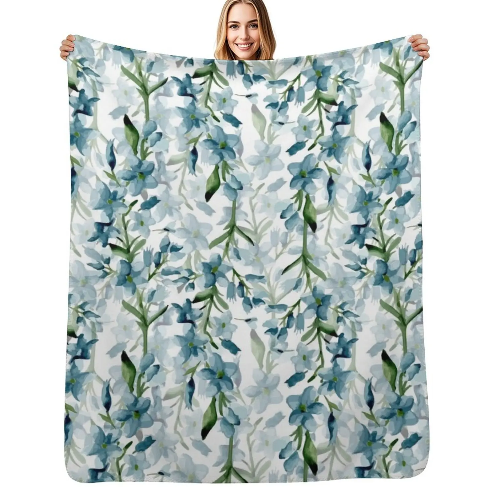 Blue branches Throw Blanket Beautifuls Soft Plush Plaid Vintage Summer Beddings Hairys funny gift Blankets