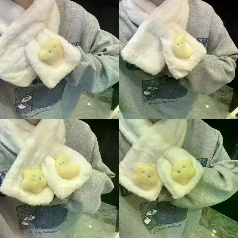 Bufanda de Felpa Cálida de Invierno para Niñas, con Diseño de Pez y Pingüino, Estilo Kawaii, para Estudiantes, con Protección para el Cuello