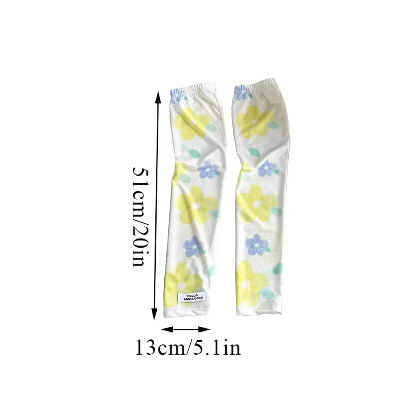 Sports Ice Arm Summer Printed Half Finger Gloves UV Sun Protection Cuff Cover Thin Long Gloves