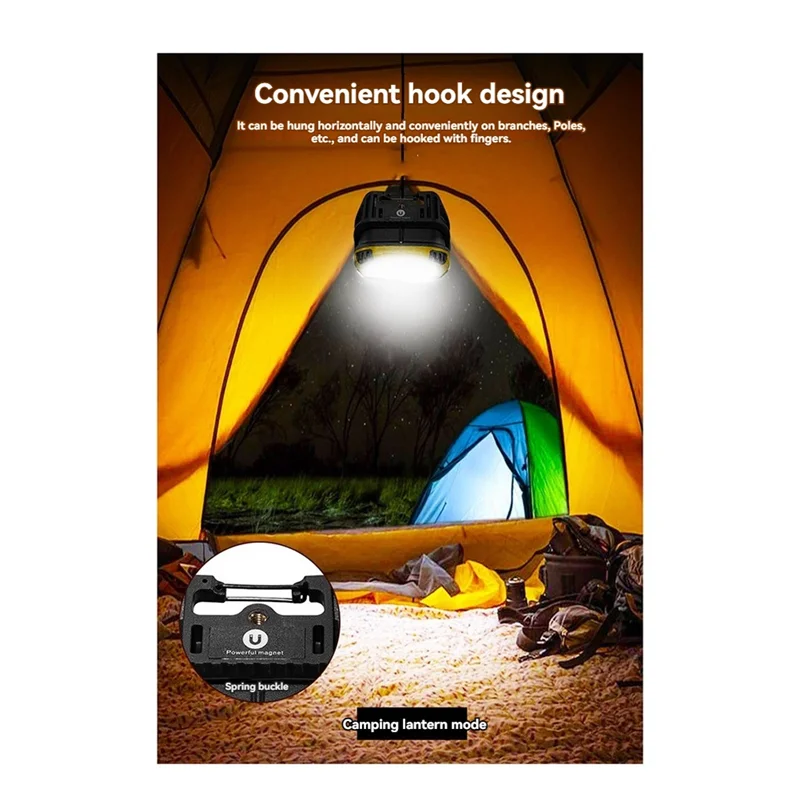 

A29Z-Портативный светодиодный прожектор, мощный фонарик, уличный фонарик для кемпинга, рыбалки, аварийная перезаряжаемая рабочая лампа с крючком