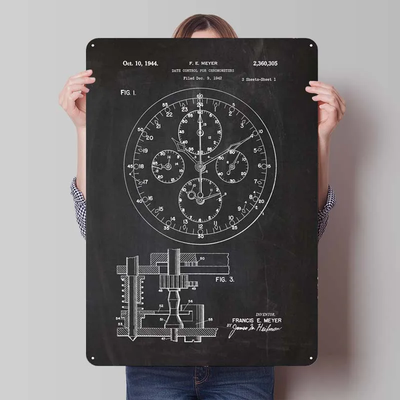 1942 Date Control for Chronometers Tinplate Sign Watch Metal Poster Vintage Decor Art of Murals Bath Room Decor Aesthetics Home