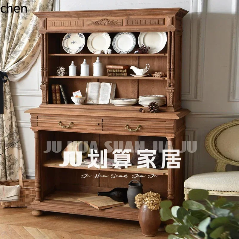 DSASolid Wood Small Apartment Sideboard Cabinet Rustic Living Room Storage Simple Entryway Wall-Mounted Storage Cabinet