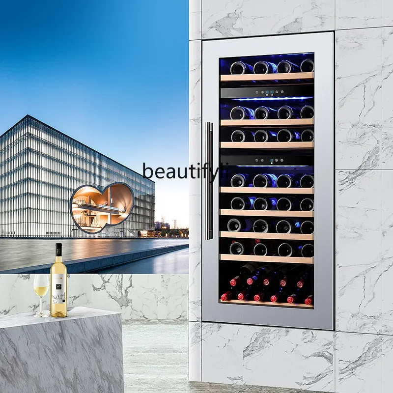 A61 Embedded wine cabinet, constant temperature wine cabinet, refrigerated ice bar, household small transparent glass refrigerat