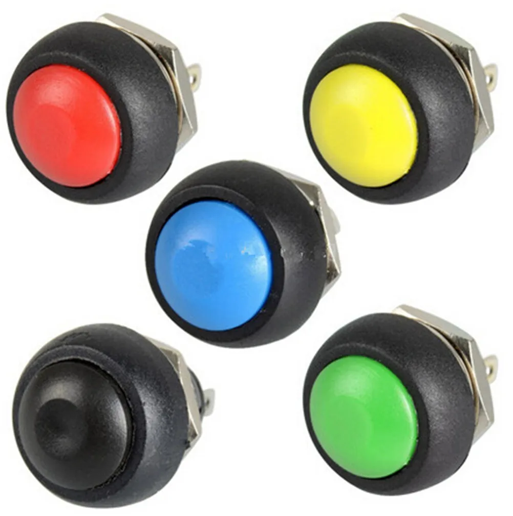 New Colourful 12mm Waterproof momentary ON/OFF Push button Mini Round Switch