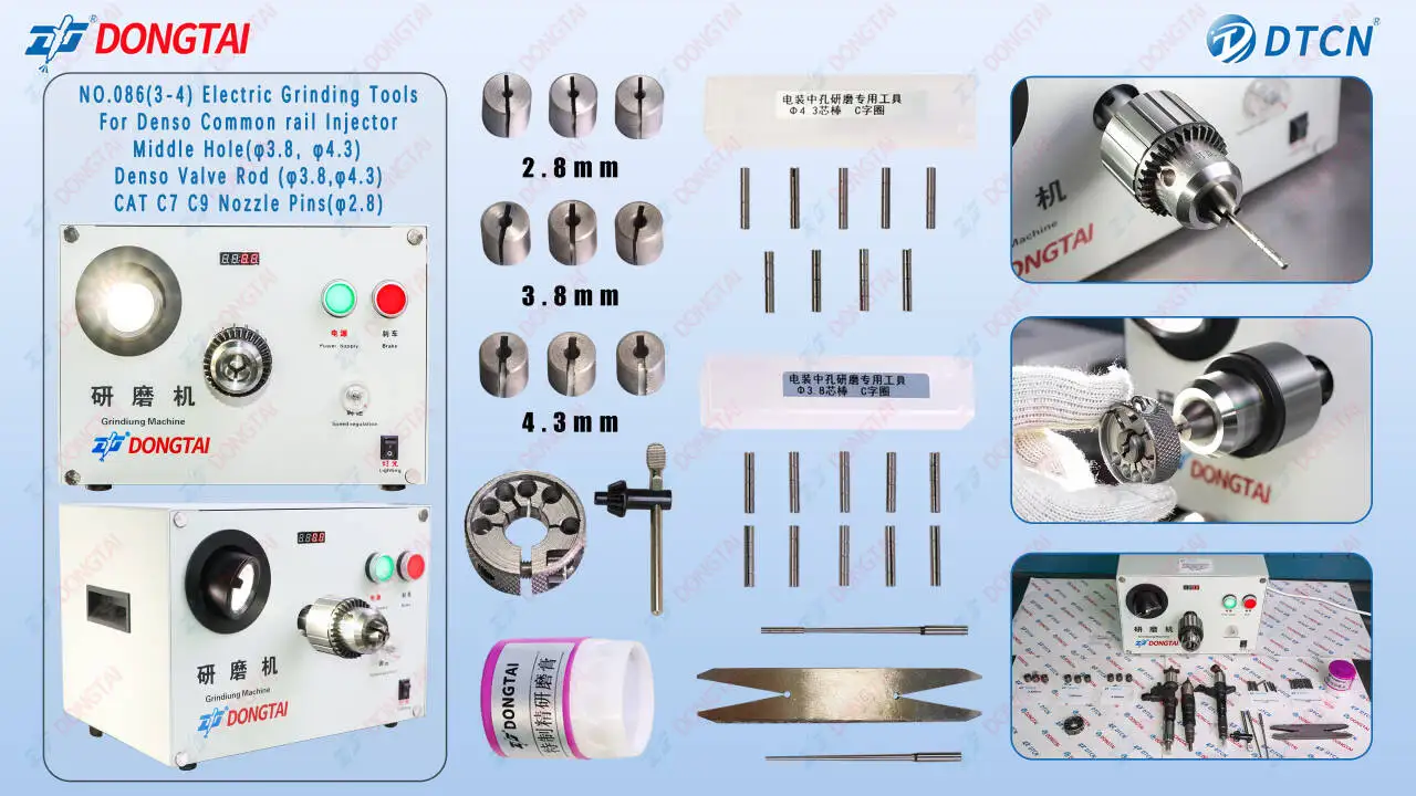 NO.086 (3-4) DENSO Common Rail Injector Medium Hole (3.8 4.3) DENSO Valve Stem (3.8, 4.3) Electric Grinding Tool