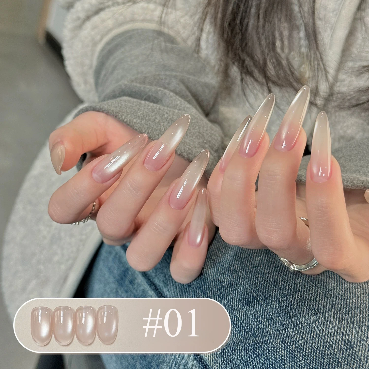 

1-8pcs WS Valentine's Day Lovers Pink White Glass Bead Cat Eye Gel Nail Polish Super Flash Pink Glass Golden Nail