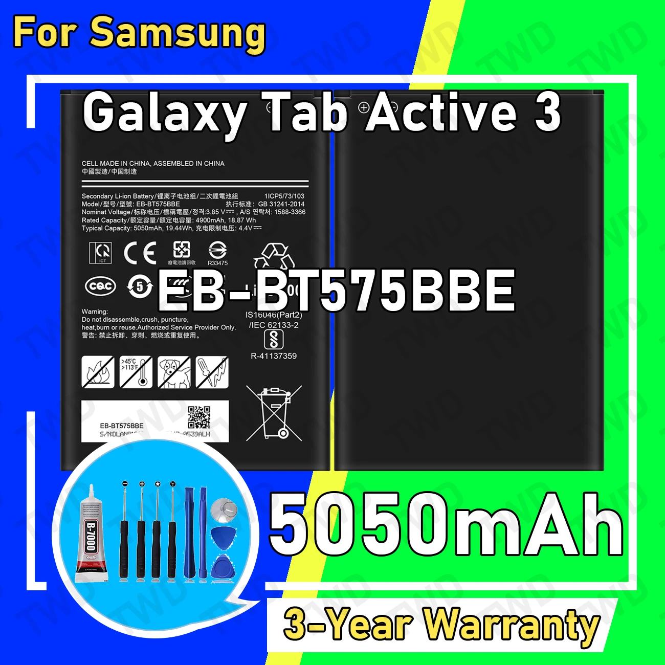 

EB-BT575BBE Аккумулятор большой емкости 5050 мАч для Samsung Galaxy Tab Active 3, новые аккумуляторы высокого качества + бесплатные инструменты