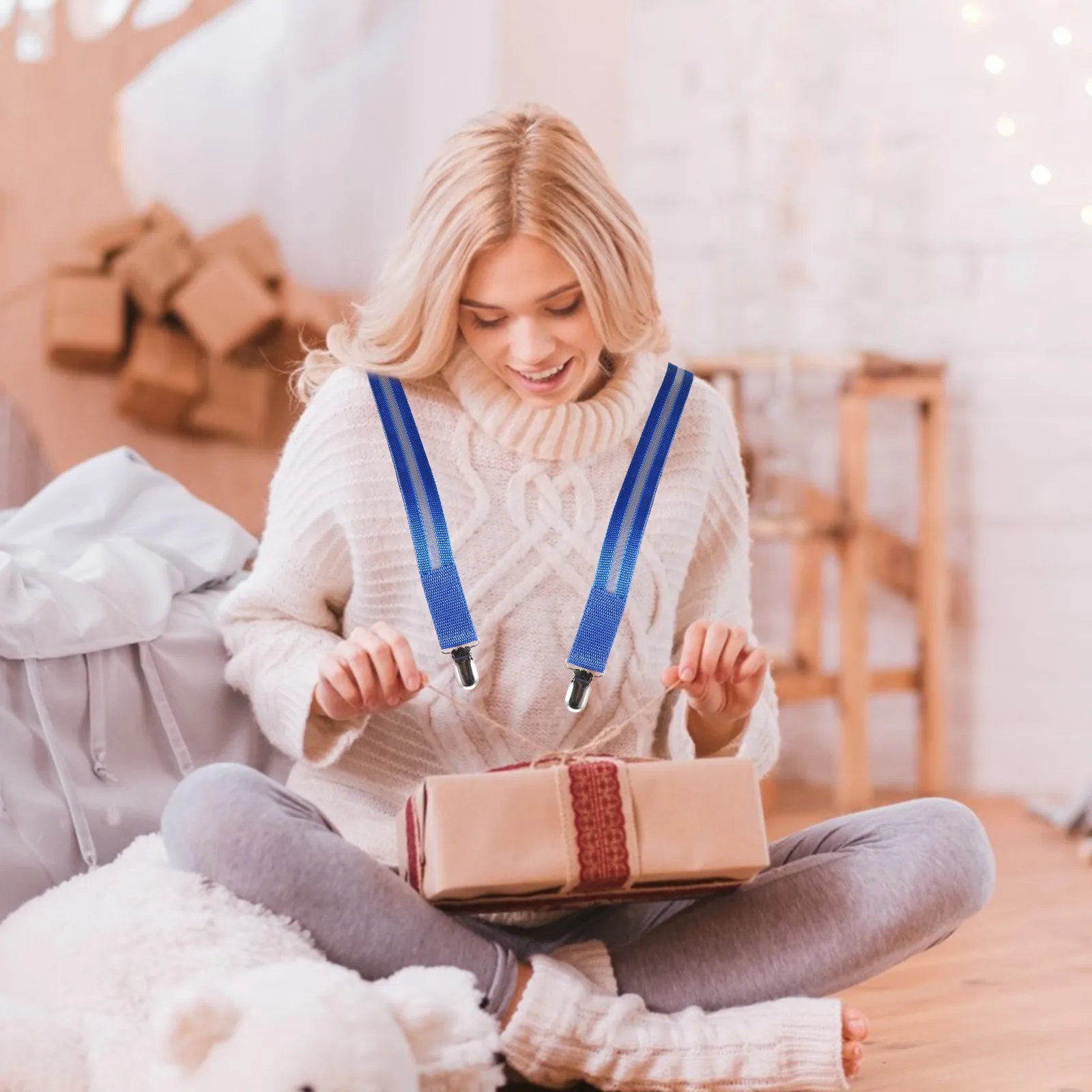 

1 шт. светодиодные светящиеся регулируемые подтяжки с клипсами, светящиеся брючные ремни для прогулок, бега, вечеринок, аксессуар для костюма