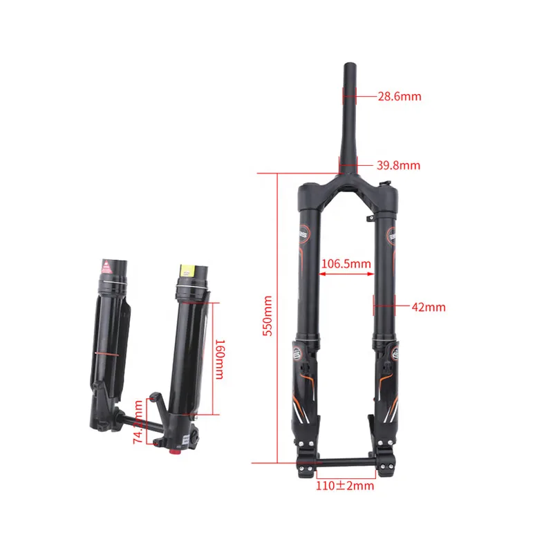 DNM USD-6S Double Shoulder Hydraulic Backflush Shock Absorber Front Fork 26 27.5 110 * 15 Barrel Axle Boost for Mountain Bike