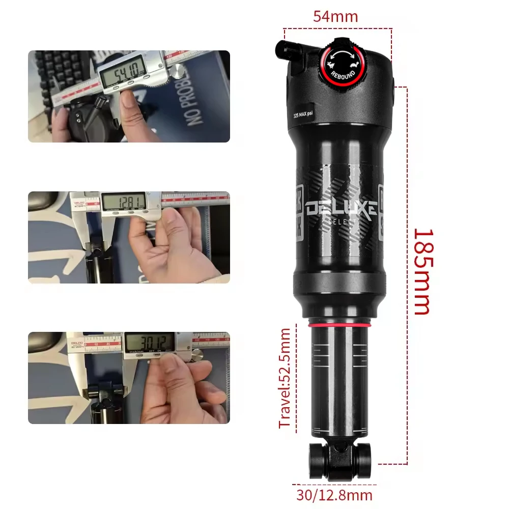 

RockShox Rear Shock 185×52.5mm Trunnion Deluxe Select for Mountain Bike Trail Enduro E-Bike Tortoise-Hare Adjustment