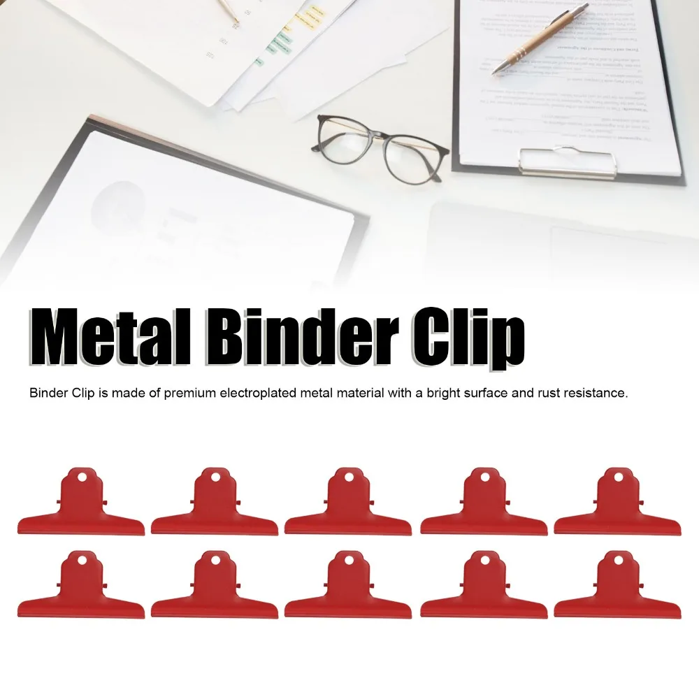 10Pcs Large Size Metal Binder Clip Purple/ Red 10cm Large Binder Clips Rustproof Strong Grip Metal Paper Clips