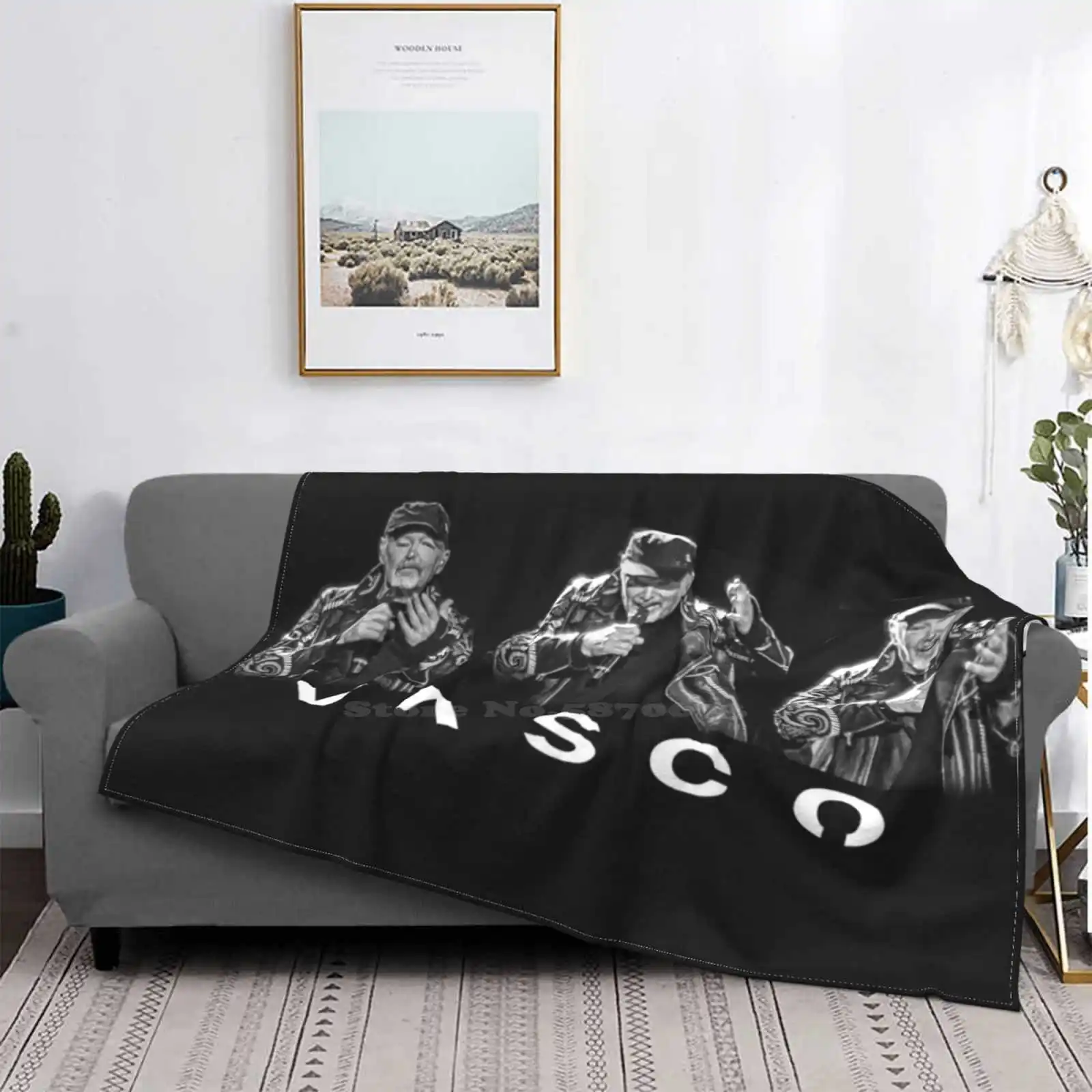 Vasco Rossi Hot Sale Printing High Qiality Warm Flannel Blanket Vascorossi Vasco Rossi Black Dark Top Regalotop Concerto Blasco