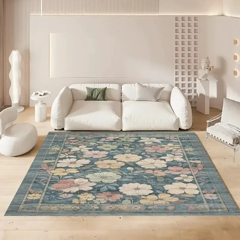 Retro American Style Rug, Anti-slip Dirt Resistant Foldable Easy Care Floor Mat for Living Room & Bedside