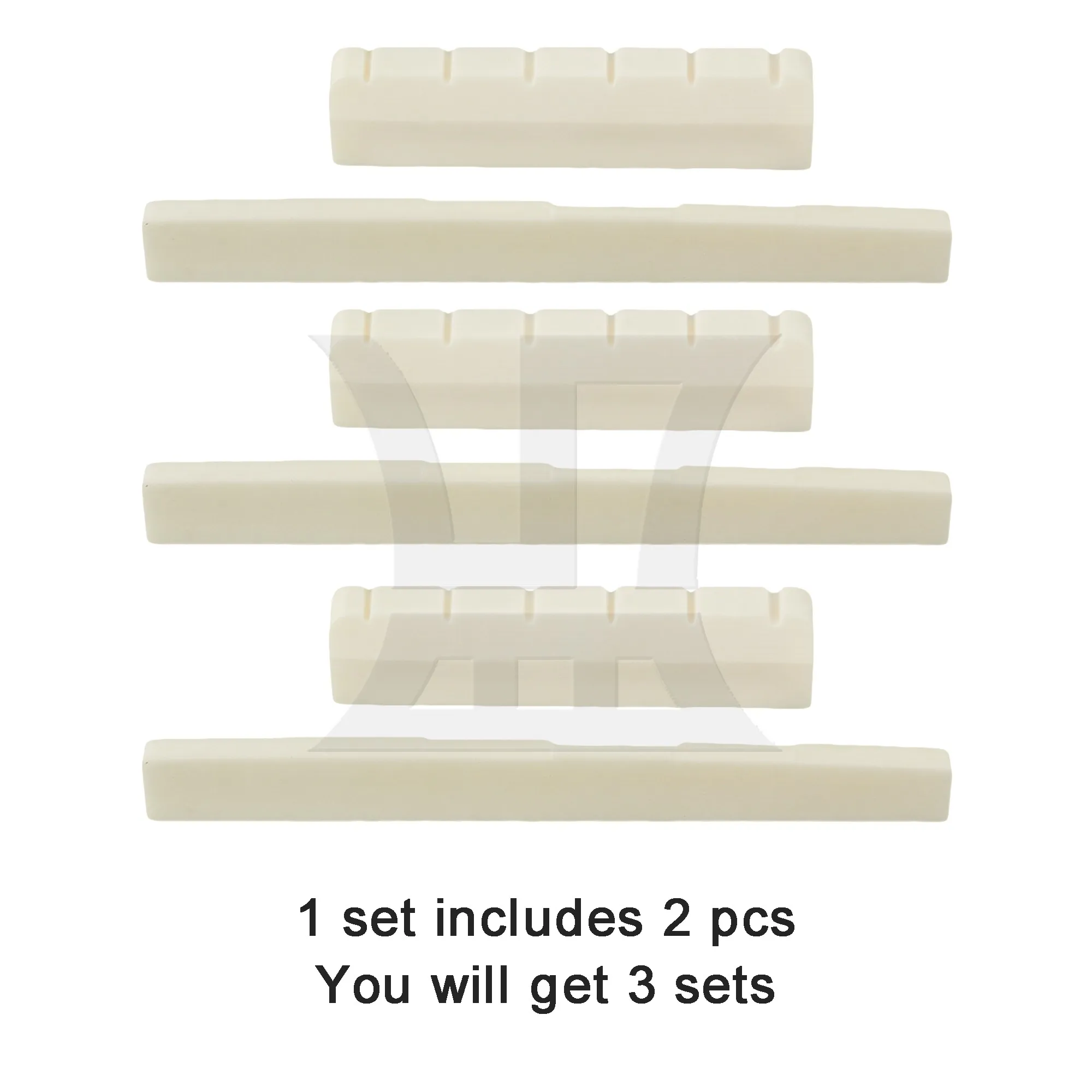 

Yibuy 3 set of White Bridge Saddle and 50mm Slotted Nut Set for Classical Guitar