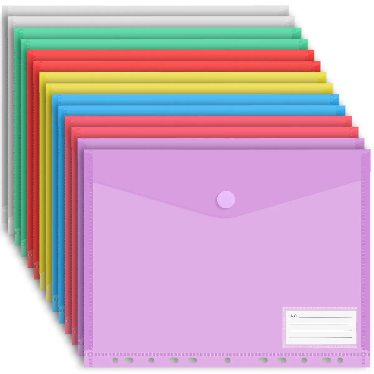 7Pcs PP A4/A5/A6 File Folder 6/11 Hole Binder Pocket Dustproof Data Folder Waterproof Document Display Book Office Snap Closure
