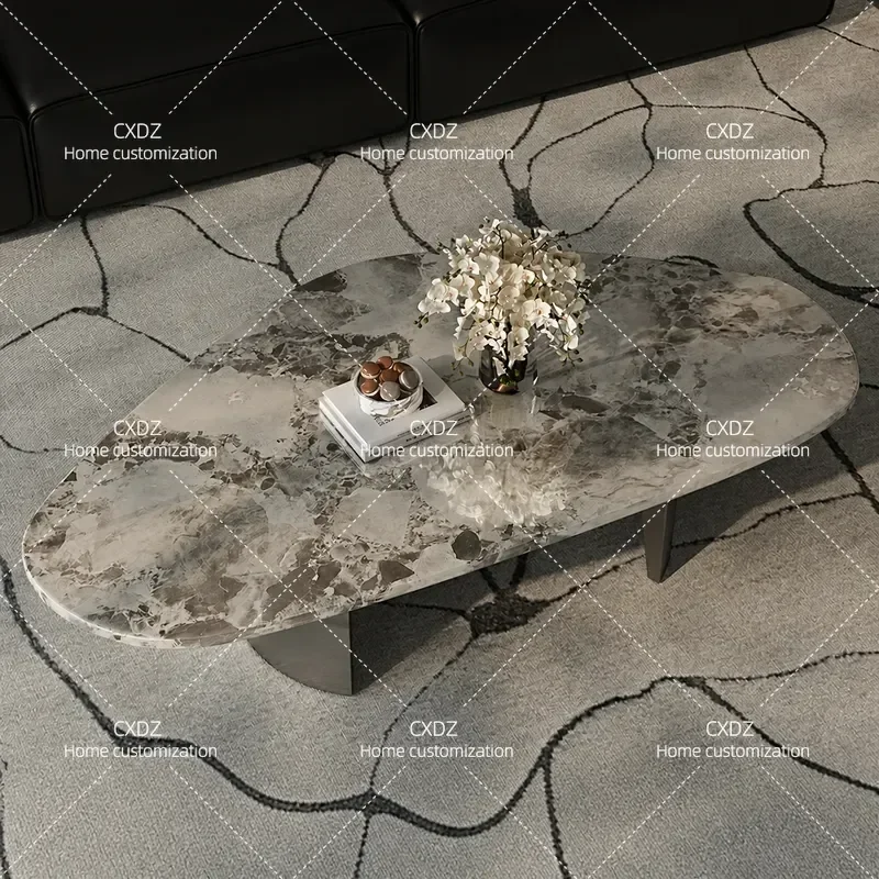 Italian minimalist marble coffee table light luxury stainless steel triangle special-shaped modern minimalist design sense