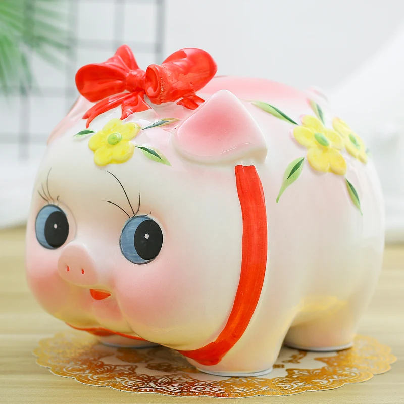 

Hidden Safe Coin Money Box Kids Paper Money Creative Ceramic Cute Ornament Pig Piggy Bank Living Room Tirelire Home Decoration