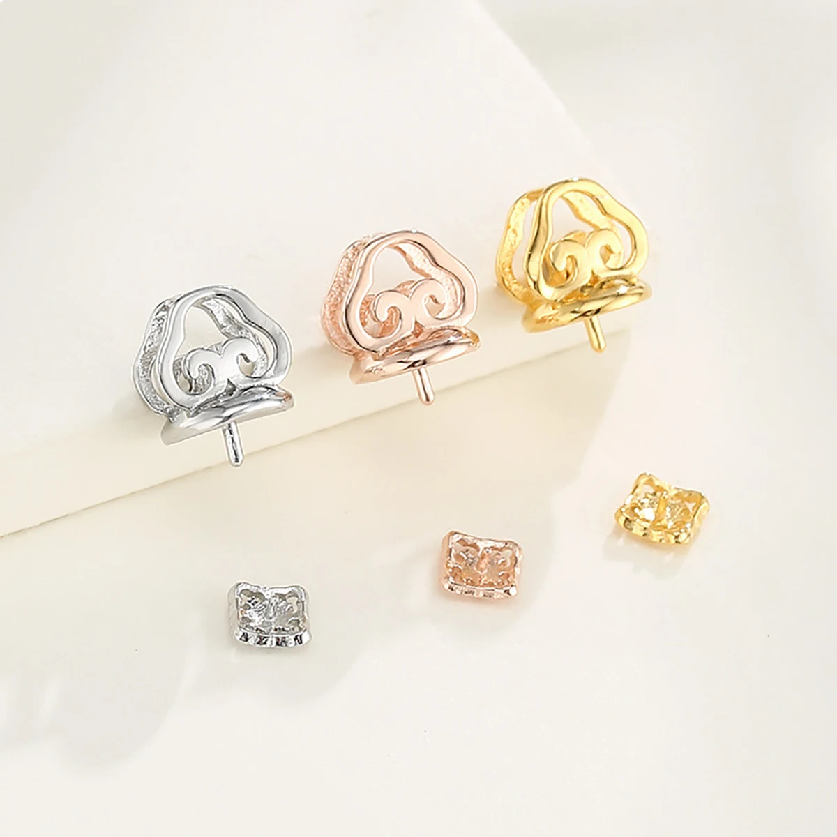 

925 Sterling Silver Bead Caps Clasps Top Drilled Beads End Caps For DIY Charms Connectors Jewelry Findings Accessories