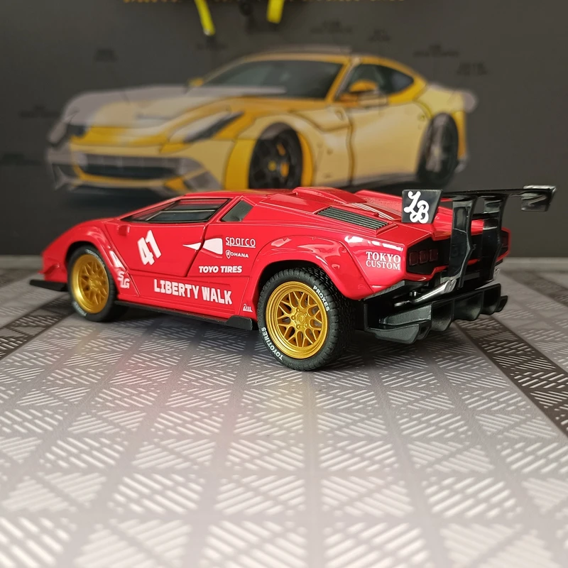 1:32 simulação Lamborghini Cantash LBWK versão modelo de carro em liga metálica, portas e capô do motor, porta-malas pode ser aberto