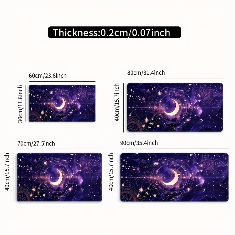 보라색 별이 빛나는 하늘 만화 디자인 마우스 패드 대형 고무 미끄럼 방지 책상 액세서리 사무실 및 게이머 키보드 장식 매트용 마우스 패드