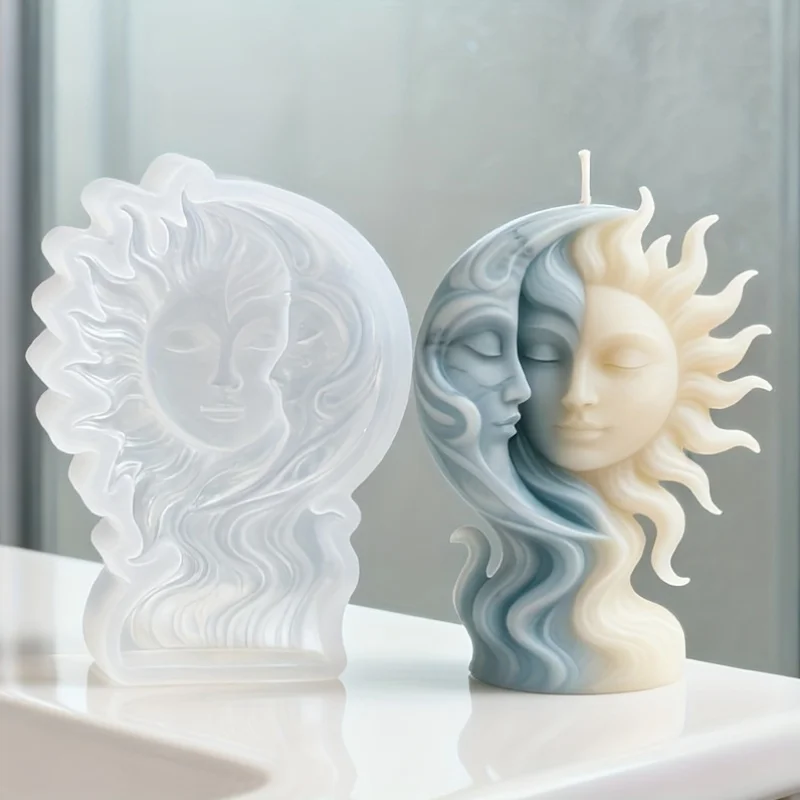 

Романтическая силиконовая форма для объятий Солнца и Луны — классический дизайн дня и ночи для свечей, поделки из штукатурки из смолы — идеальный подарок для домашнего декора