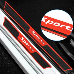 4pcs Car Door Sill Protector Strips Rubber Scratch Anti Kick Stickers Strip Sport Style Waterproof Black Car Decor Accessories