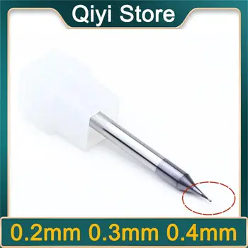 0,2mm 0,3mm 2 flauta HRC60 Micro fresa de extremo de bola carburo de tungsteno plano 4mm vástago fresa Mirco CNC broca de grabado 0,2-0,9mm