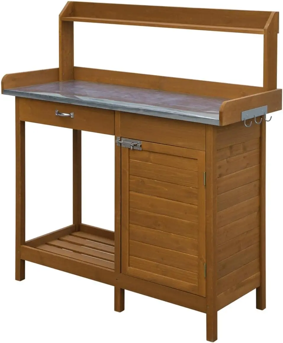 

Convenience Concepts Deluxe 1 Drawer Potting Bench with Storage Cabinet and Shelves, Light Oak