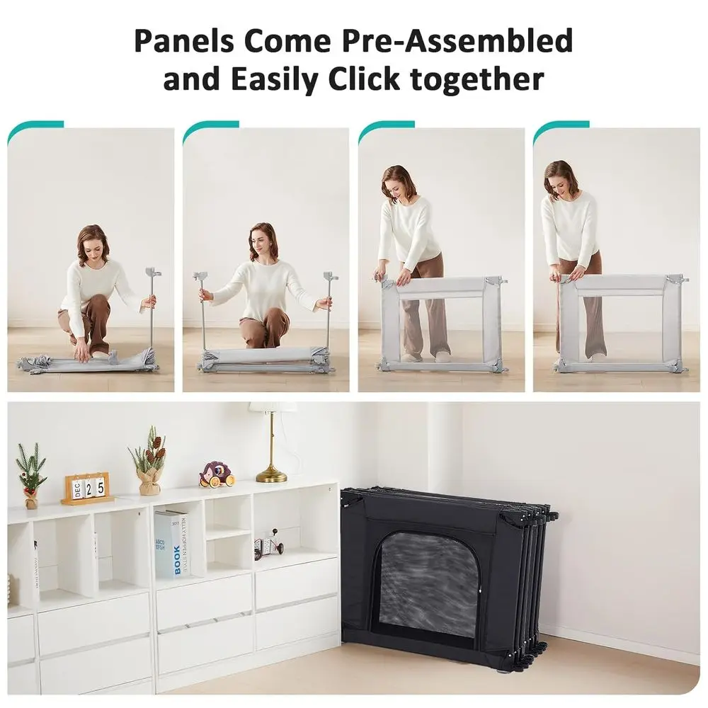 روضة أطفال كبيرة قابلة للتعديل للرضع والأطفال الصغار، مركز لعب داخلي وخارجي قابل للطي، شبكة مسامية، مضادة للسقوط، 180 × 200 × 68 سم، #6