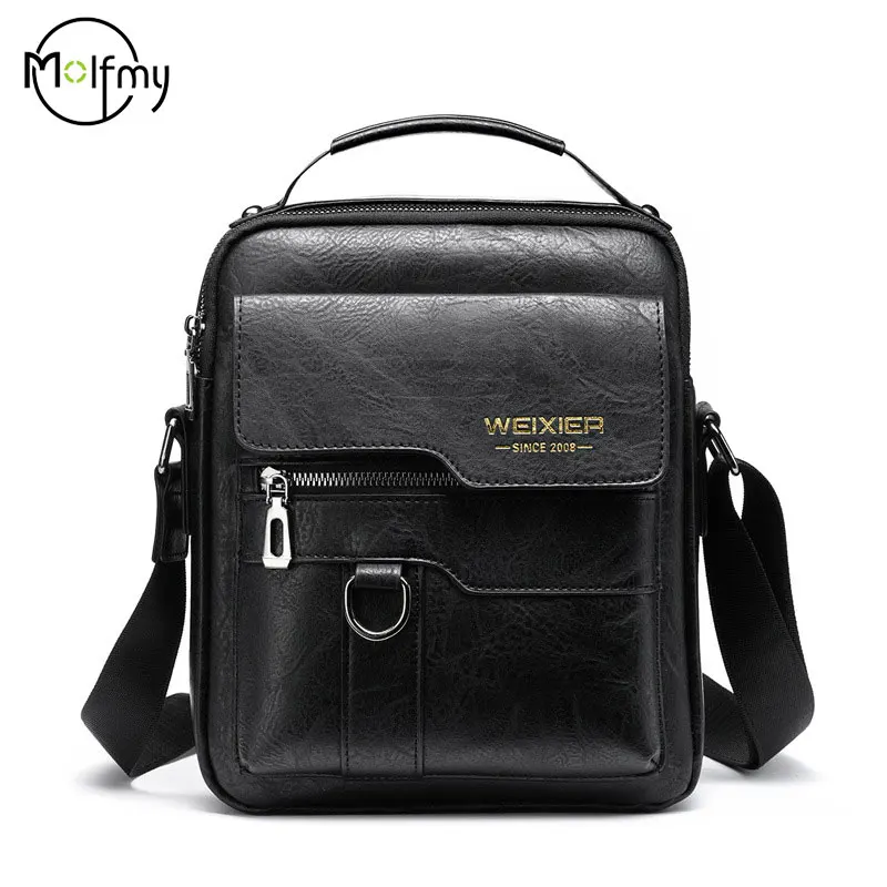 

Men Crossbody Bag Vintage Shoulder Handbag Zippers Handbags Large Capacity Pu Bag for Male Office Messenger Tote Bag Bolsa 2025