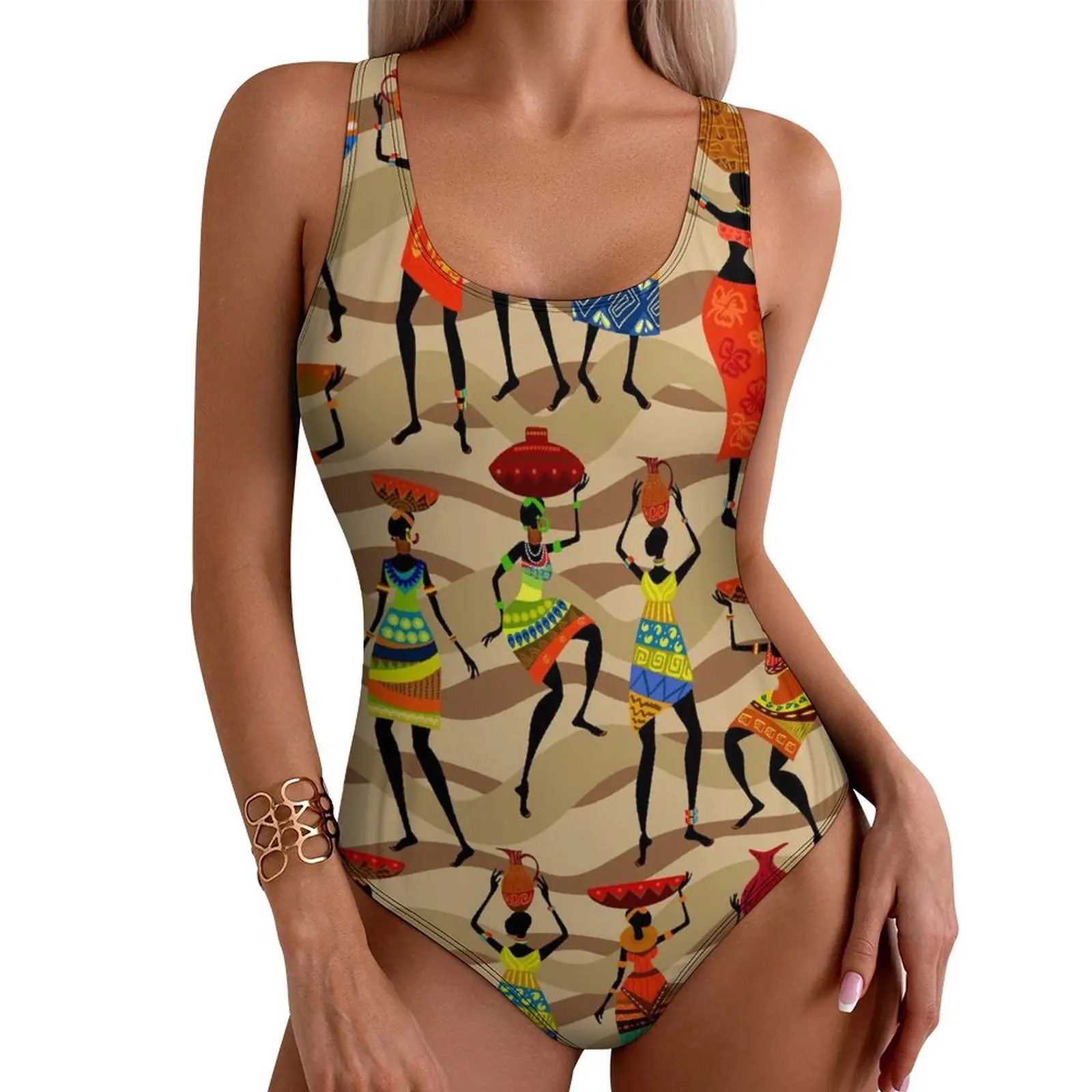 

African Woman Swimsuit Tribal Women Print One Piece Swimwear Push Up Vintage Bathing Suit Sexy Sport Graphic Beach Outfits