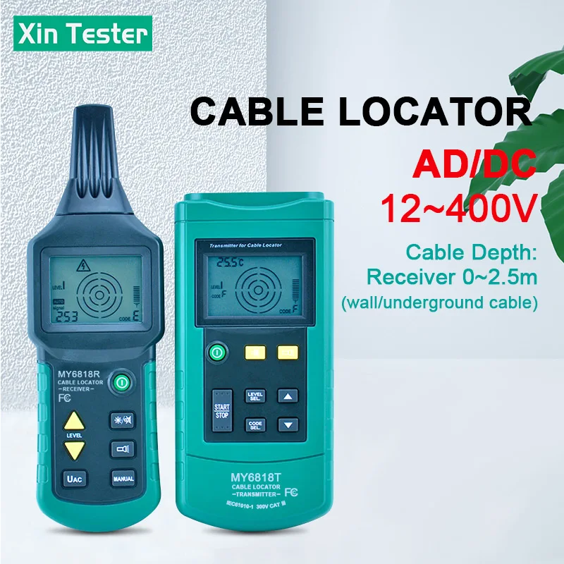 MY6818 Series Advanced Digital Wire Tester Tracker Multi-function Cable Detector 12 to 400V AC/DC Voltmeter Pipe Locator Meter