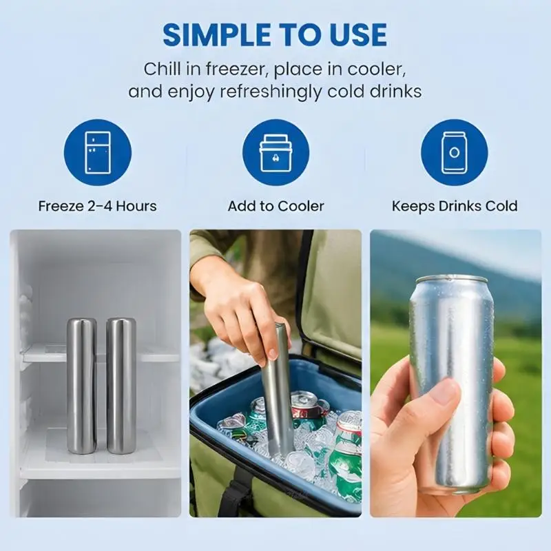 X5XA Stainless Steel Ice Pack Set of 2 Freeze for Camping Fishing