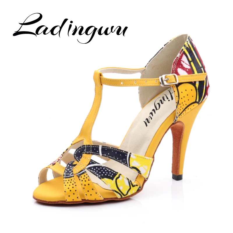 

Ladingwu 2023 Lain Dance Shoes African Tribal Patterns Performances Dance Shoes Women's Salsa Dance Shoes