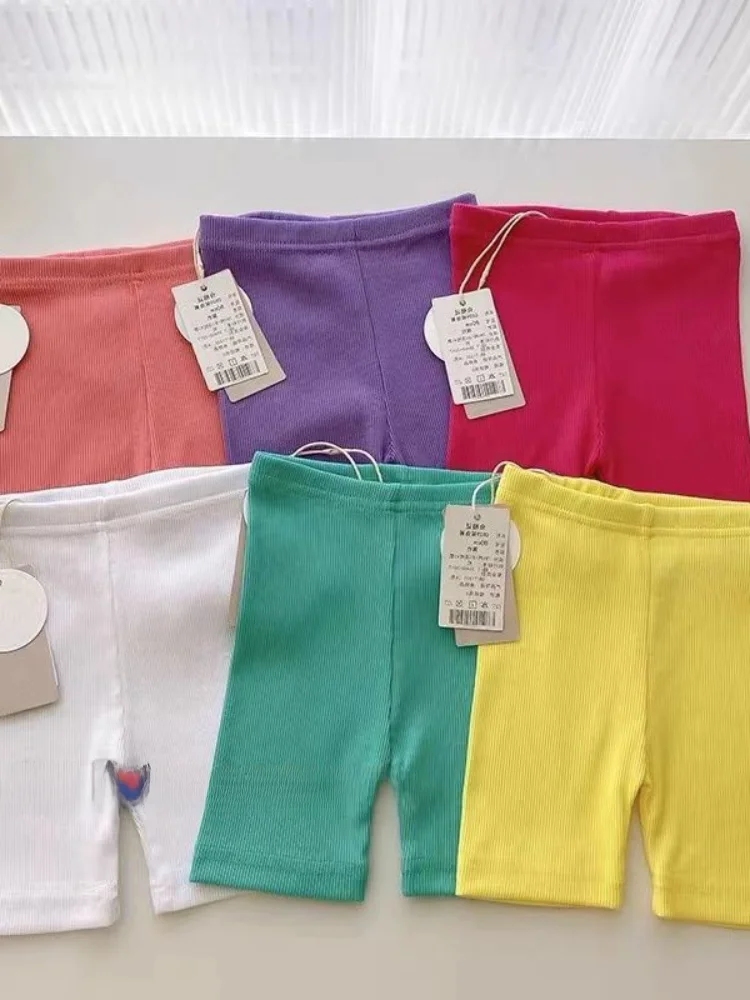 

Summer New Sle Girls Comfortable Se Pants Five-Quarter ark orts Candy Color Versatile Baby Clothes Silk Material