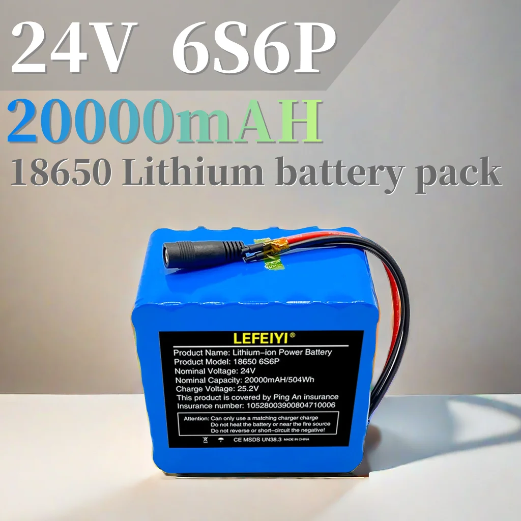 

6S6P 24V 20Ah 25.2V Lithium Battery Pack for Electric Motor Bicycle Ebike Scooter Wheelchair Cropper with BMS+Charger