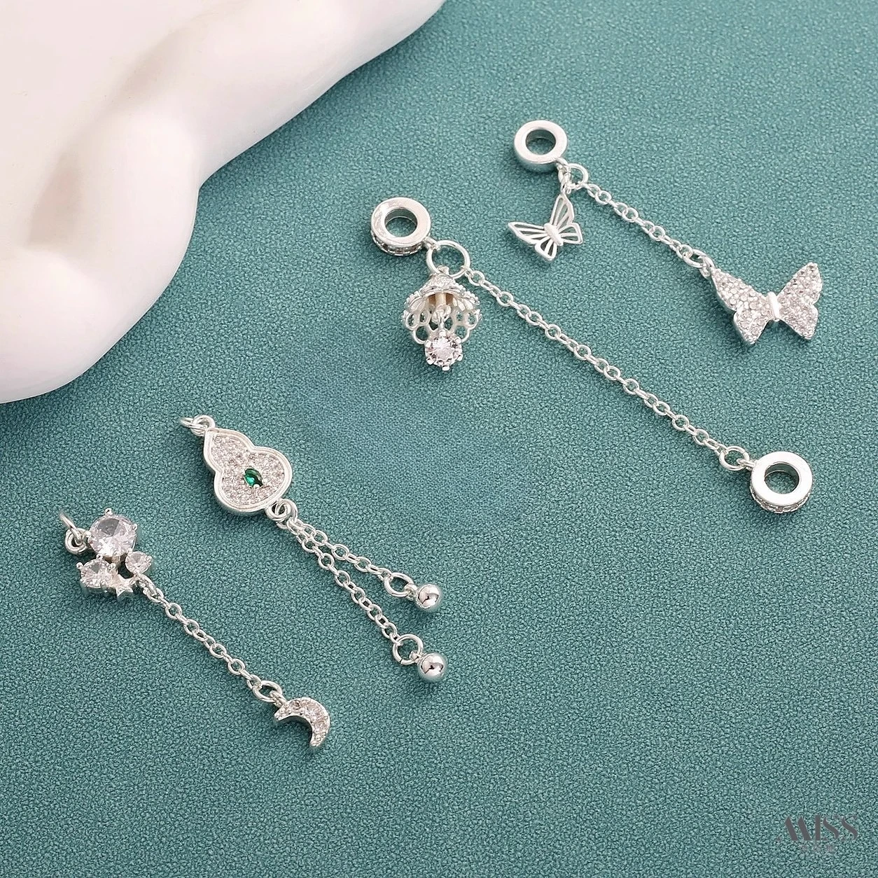 High Plated Thick Silver Bell Butterfly Gourd Fringed Pendant DIY Bracelet Necklace Hanging Jewelry Accessories