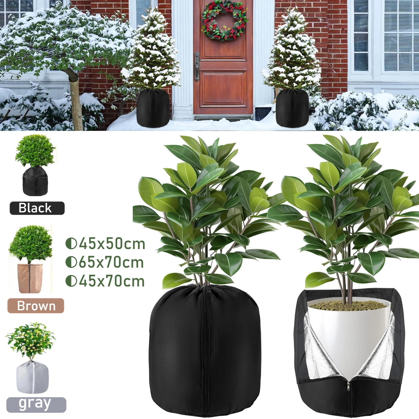 1PC Plant Pot Covers for Winter Potted Freeze Protection Cover Drawstring To Keep Outdoor Plants Flowers Shrubs Trees Warm