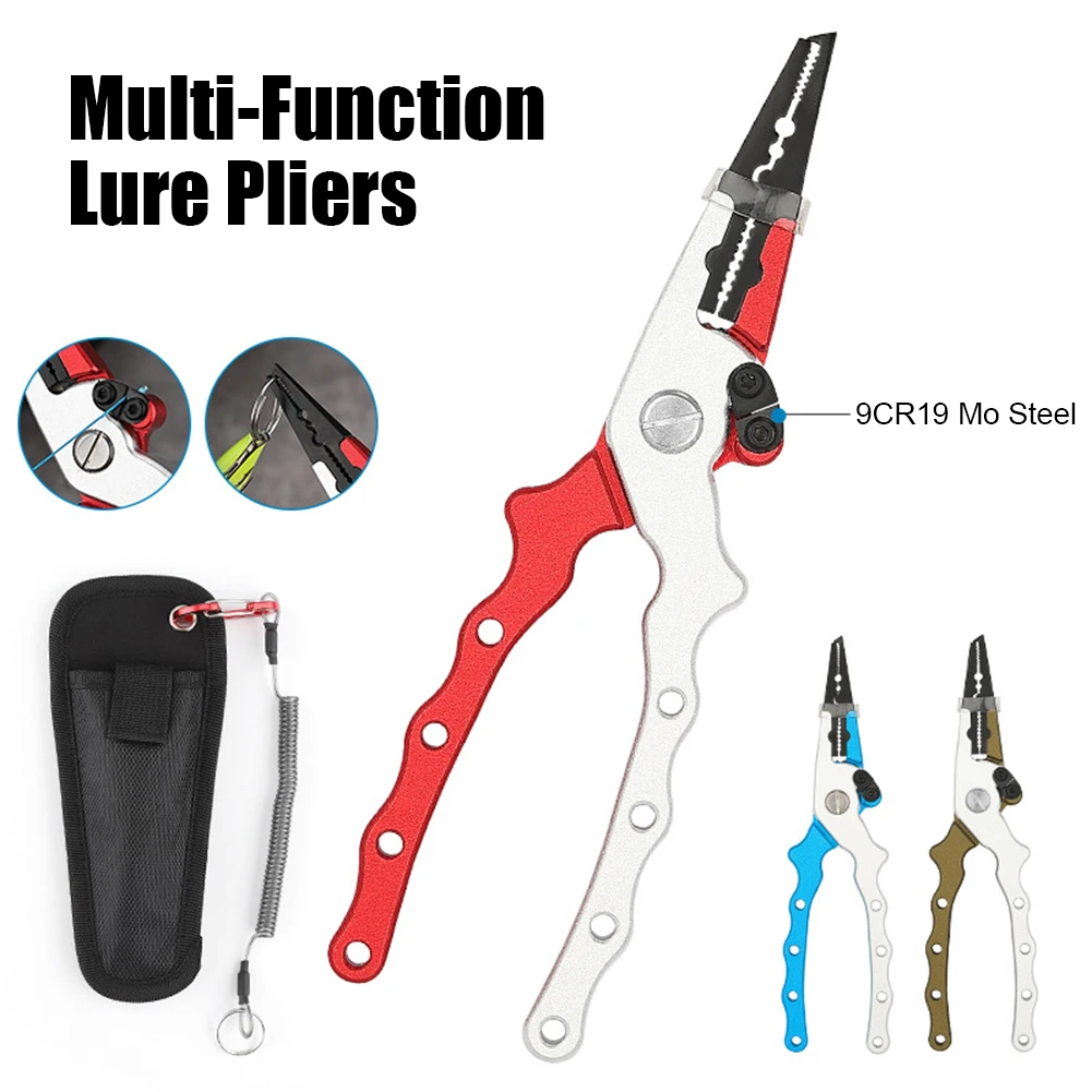 

6.8 Inch Aluminum Fishing Pliers, Saltwater Freshwater Split Ring Pliers, Fishing Hook Remover With Sheath And Lanyard