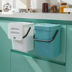 Wall Mounted Folding Waste Bin Kitchen Cabinet Door Hanging Trash Bin  Kitchen Storage Accessories 3L