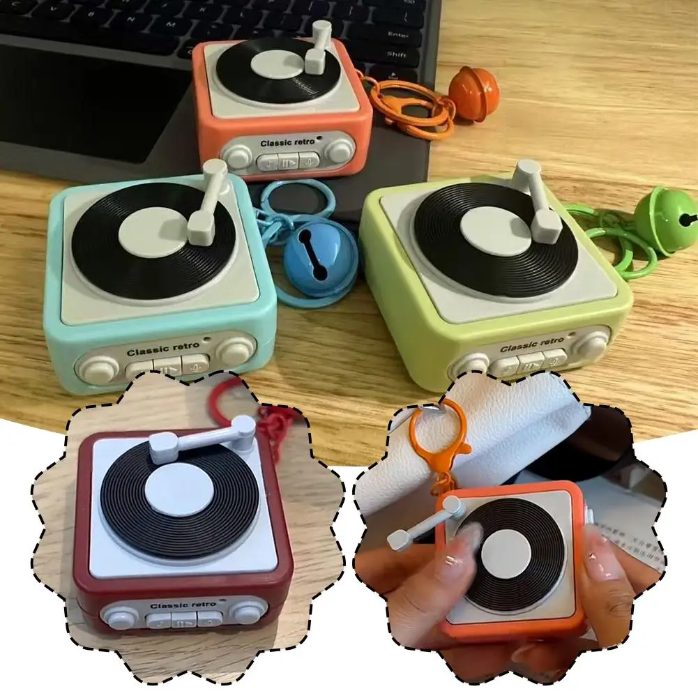Record Player Recording Sound Keychain Phonograph Mini Ornament Recording Fun Decoration Desktop Music Cute Box M7G5