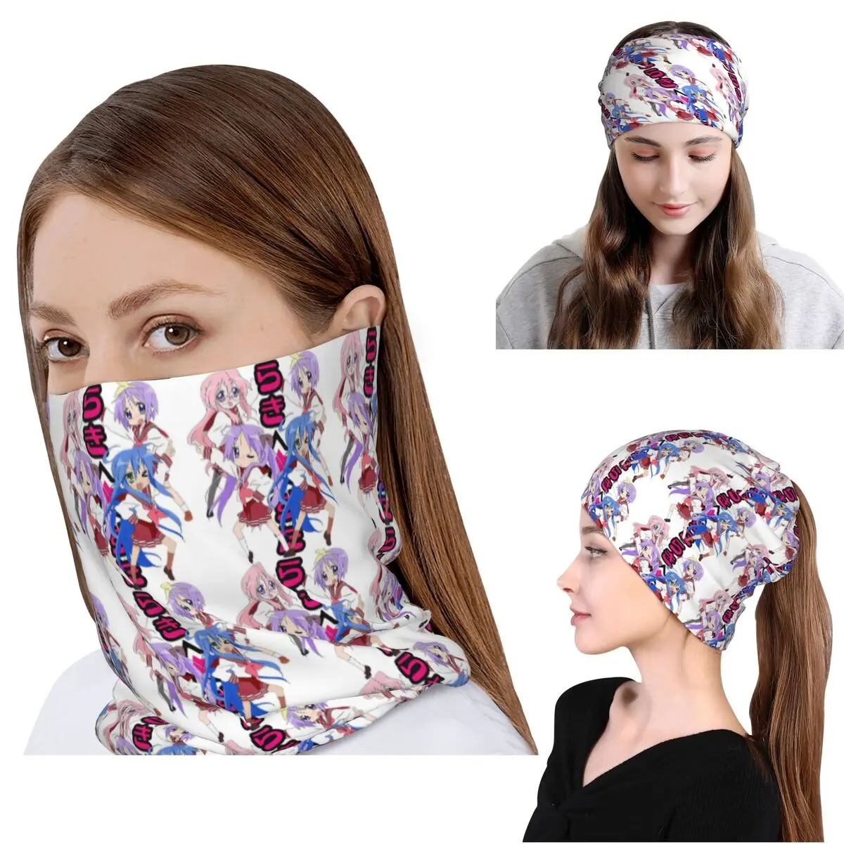 

Lucky Star Anime Lucky Star Anime Bandana Neck Cover Wrap Mask Scarf Multi-use Headwear Beanies Hat for Men Women Adult