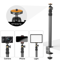 VIJIM LS01/LS02 Desk Mount Stand C-clamp Mount Light Stand Aluminum Light Bracket with 360° Rotatable Ballhead for DSLR Camera