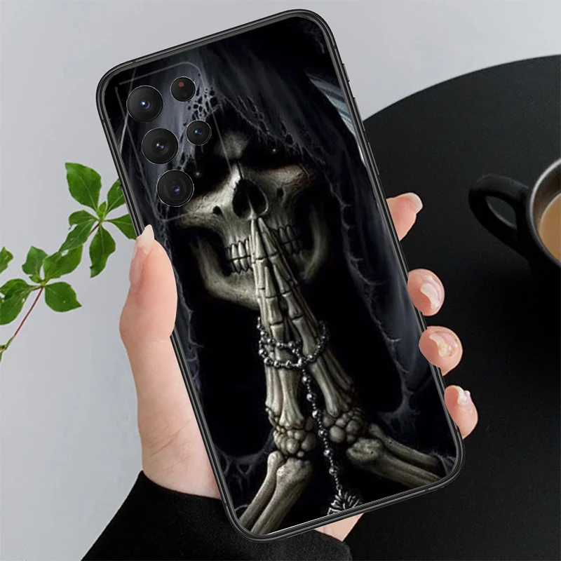 Grim Reaper Skull Skeleton Phone Case For Samsung A35 A55 A54 A15 A25 A05s A05 A22 A24 A52 A33 A34 M34 M14 M54 M23